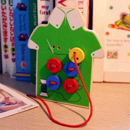 Board Wooden Sew On Buttons Educational Toy